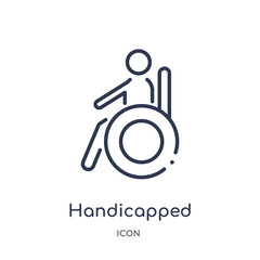 handicapped icon from people outline collection. Thin line handicapped icon isolated on white background.