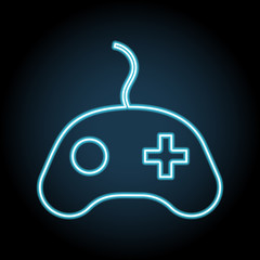 Poster - joystick neon icon. Simple thin line, outline vector of web, minimalistic icons for UI and UX, website or mobile application