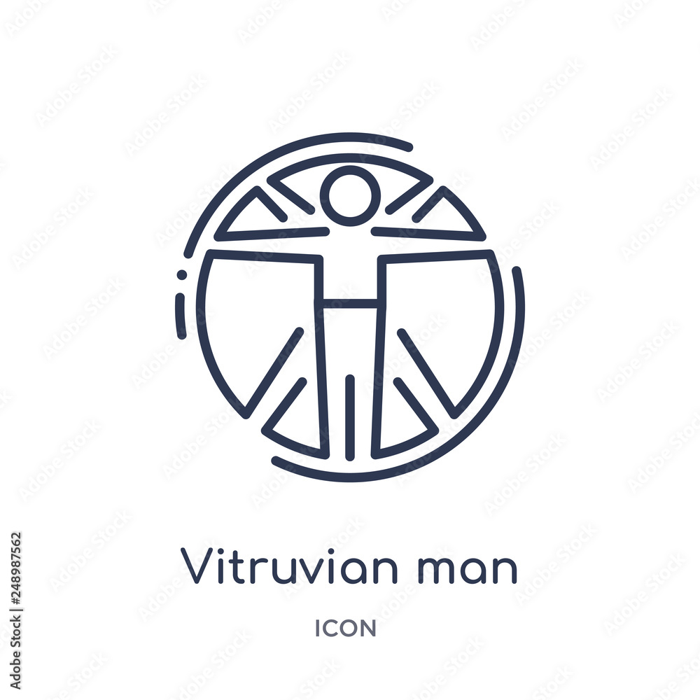 vitruvian man icon from people outline collection. Thin line vitruvian ...