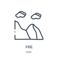 Wall Mural - hill icon from nature outline collection. Thin line hill icon isolated on white background.