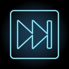 Poster - rewind button symbol sign neon icon. Simple thin line, outline vector of web, minimalistic icons for UI and UX, website or mobile application