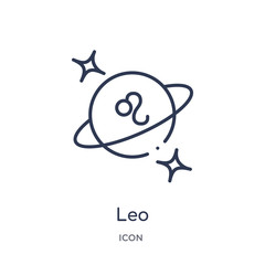 Wall Mural - leo icon from zodiac outline collection. Thin line leo icon isolated on white background.