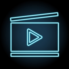 Poster - Clapperboard neon icon. Simple thin line, outline vector of web, minimalistic icons for UI and UX, website or mobile application