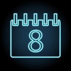 Poster - the calendar neon icon. Simple thin line, outline vector of web, minimalistic icons for UI and UX, website or mobile application
