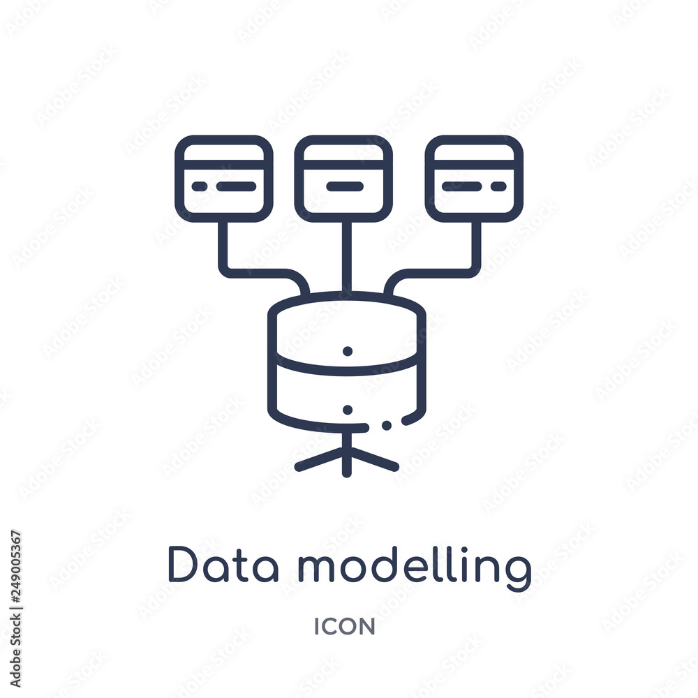 data modelling icon from technology outline collection. Thin line data modelling icon isolated on white background.