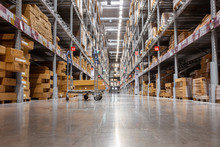 Goods Shelves Of Warehouse Handling Management, Products Storehouse Interior And Distributor Shopping Mall., Business Cunsumer Service