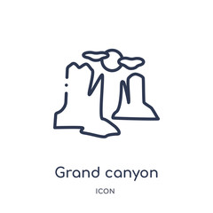 Wall Mural - grand canyon icon from united states outline collection. Thin line grand canyon icon isolated on white background.