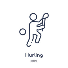 hurling icon from sport outline collection. Thin line hurling icon isolated on white background.