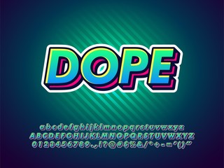 Fototapete - dope cool green graffiti typeface with highlight gradient color and shadow effect, outline simple style for young youth street and urban art  compatible with illustrator 10 