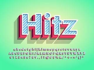 Fototapete - modern 3d hitz logo type for digital and print design with stripes pattern cool design, font typeface character alphabet typography compatible with illustrator 10 