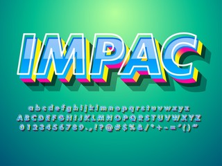 Fototapete - 3d font effect with modern trendy design style, full complete character uppercase, number and punctuation compatible with illustrator 10 