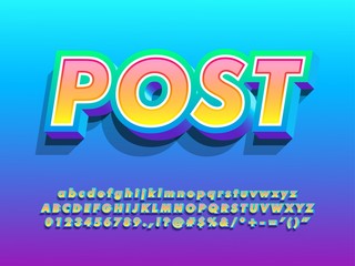 Fototapete - modern font effect with gradient color and 3 dimension style. cool background gradient style  compatible with illustrator 10 