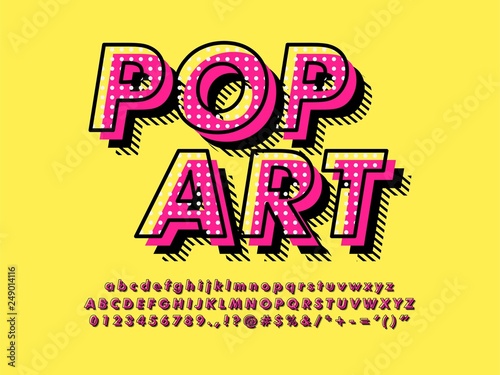 Fotografie, Tablou  Modern retro old Pop Art Font Effect with rich texture pattern and shadow compat