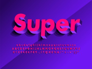 Fototapete - 3d modern alphabet poster typeface. super cool text effect  compatible with illustrator 10 