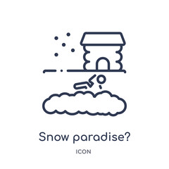 Wall Mural - snow paradise? icon from sauna outline collection. Thin line snow paradise? icon isolated on white background.