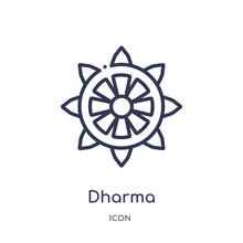 Dharma Icon From Religion Outline Collection. Thin Line Dharma Icon Isolated On White Background.