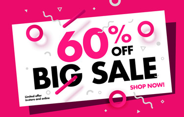 Poster - 60% Price Discount Sale Advertisement Banner. Promo Campaign Creative Design.