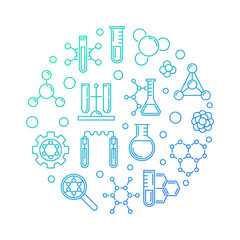 Biochemistry and Molecular Biology vector blue concept round outline illustration on white background