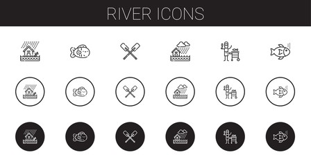 Poster - river icons set