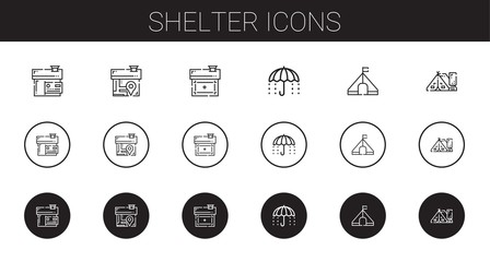 shelter icons set