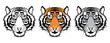 Set of tiger heads.