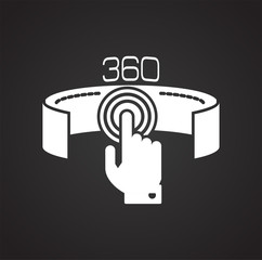 Leinwandbilder - Virtual reality 360 icon on black background for graphic and web design, Modern simple vector sign. Internet concept. Trendy symbol for website design web button or mobile app