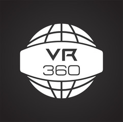 Virtual reality 360 icon on black background for graphic and web design, Modern simple vector sign. Internet concept. Trendy symbol for website design web button or mobile app