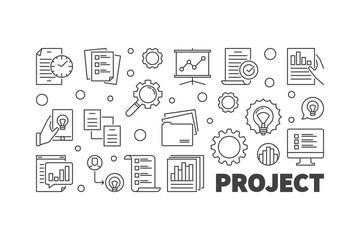 Poster - project vector horizontal concept outline illustration or banner