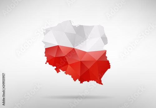 Fototapeta na szkło Mapa polski z flagą narodową