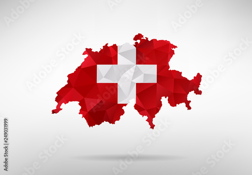Fotomural Switzerland map with national flag
