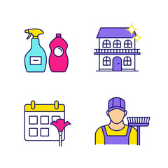 Canvas Print - Cleaning service color icons set