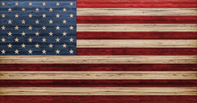 Cool Modern Background, Isolated USA Flag Made Out Of Different Types Of Colored Wooden Planks, United States Of America, Patriotism, 3d Render, Illustration