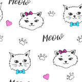 Fototapeta  - Seamless pattern with cute cats.