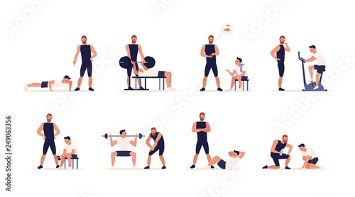 Personal Couch Or Fitness Trainer Helps Man During Strength Power