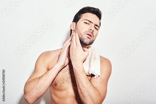 It S Time To Shave Handsome Dark Haired Man With Serious Face And