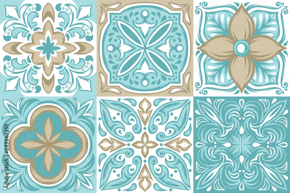 Portuguese azulejo ceramic tile pattern. Stock Vector | Adobe Stock