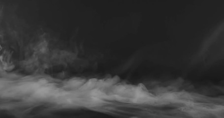 Wall Mural - abstract white smoke slowly floating through space against black backg