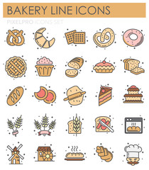 Poster - Bakery outline icons set on white background for graphic and web design, Modern simple vector sign. Internet concept. Trendy symbol for website design web button or mobile app