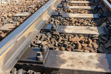 Close up railroad track, railway tracks