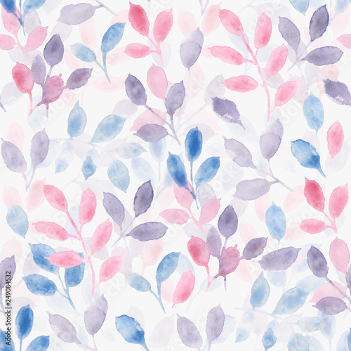 Obraz w ramie watercolor pattern leafs white