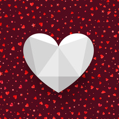 Aufkleber - Valentines day composition. White heart on a red background.