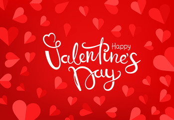 Aufkleber - Valentine`s Day celebration card template. Vector background with paper hearts