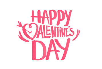 Aufkleber - Valentine`s Day pink watercolor lettering inscription. Vector greeting card