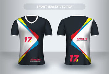 Football Jsersey design template. Soccer club uniform T-shirt front and back view.