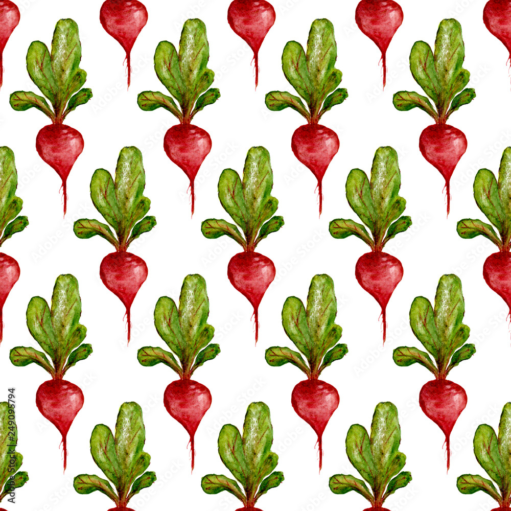 Watercolor Vegan Pattern. Seamless Hand Drawn Vegetables. Healthy Food ...