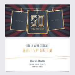 Wall Mural - 50 years anniversary party invitation vector template, Illustration