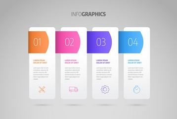 Poster - process chart. business data element of chart, graph, diagram with 4 steps, options, parts, processe