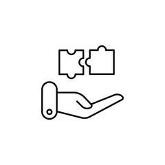 Poster - puzzle, hand, solution icon. Element of Human resources for mobile concept and web apps illustration. Thin line icon for website design and development, app development