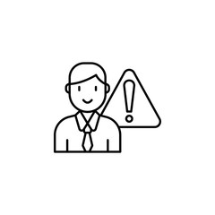 Poster - warning, person, exclamation icon. Element of Human resources for mobile concept and web apps illustration. Thin line icon for website design and development, app development