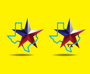 Wall Mural - Texas map with Star logo concept, Vector EPS 10.